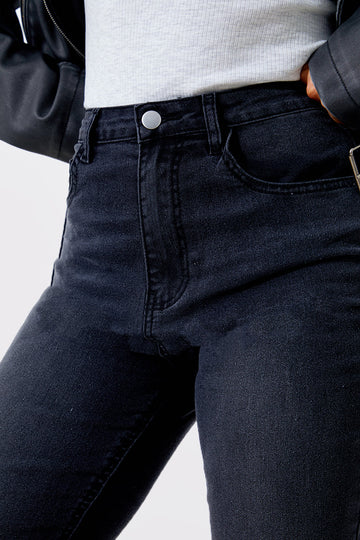 Acid Wash Straight Leg Split Hem Jeans